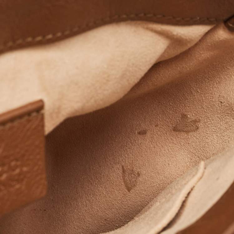 Pre Owned Gucci Brown Matelassé Leather Mini GG Marmont Top Handle Bag