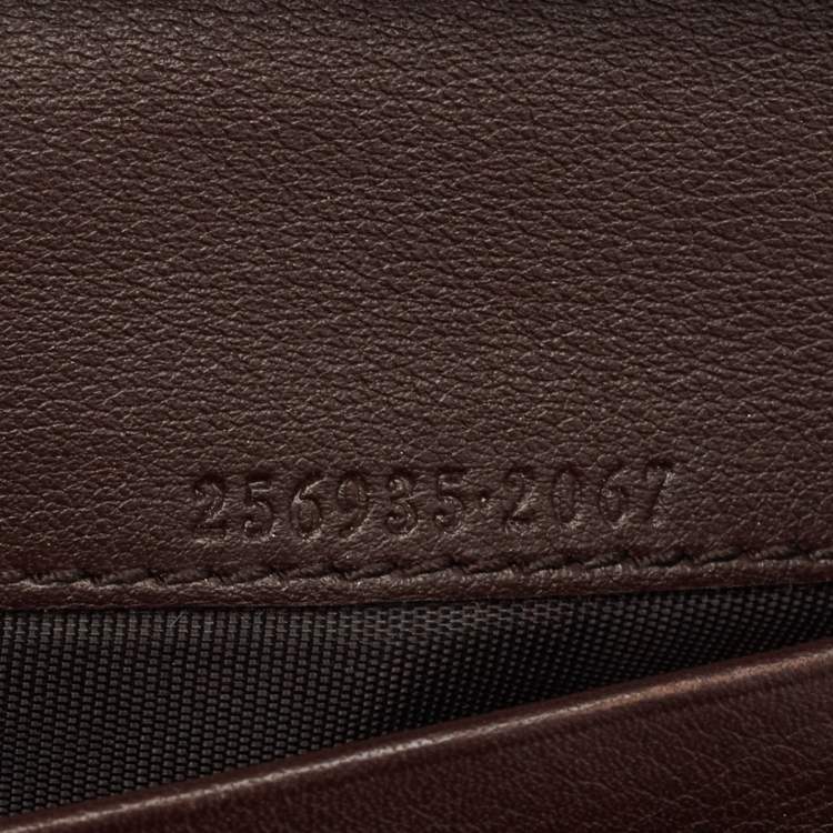 Pre Owned Gucci Dark Brown Guccissima Leather Flap French Wallet
