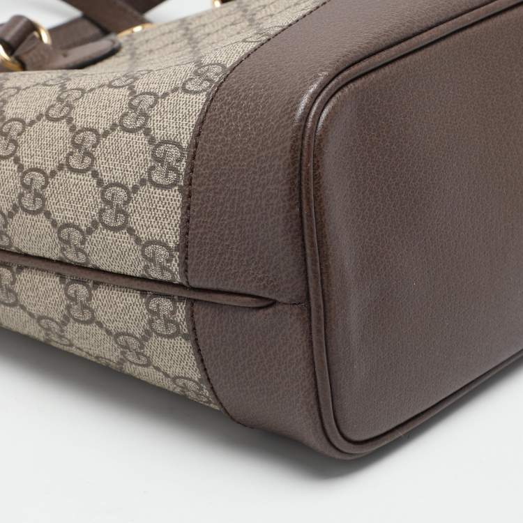 Pre Owned Gucci Beige/Brown GG Supreme Canvas and Leather Medium Ophidia Tote