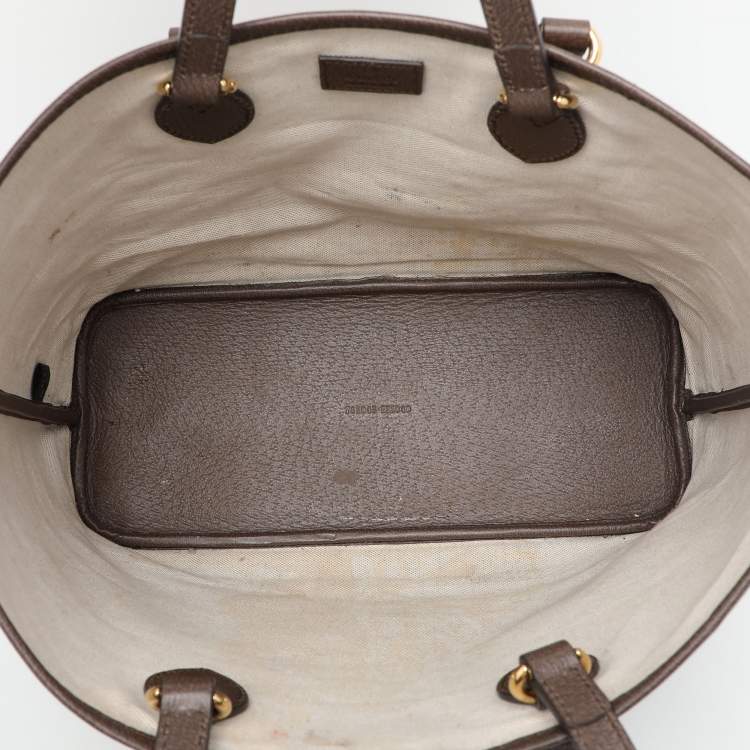 Pre Owned Gucci Beige/Brown GG Supreme Canvas and Leather Medium Ophidia Tote