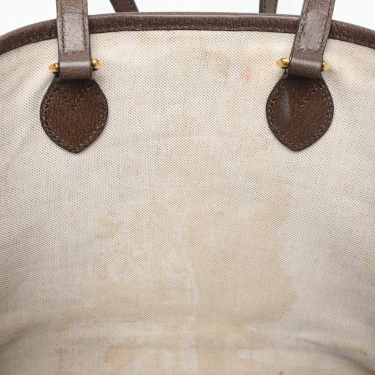Pre Owned Gucci Beige/Brown GG Supreme Canvas and Leather Medium Ophidia Tote
