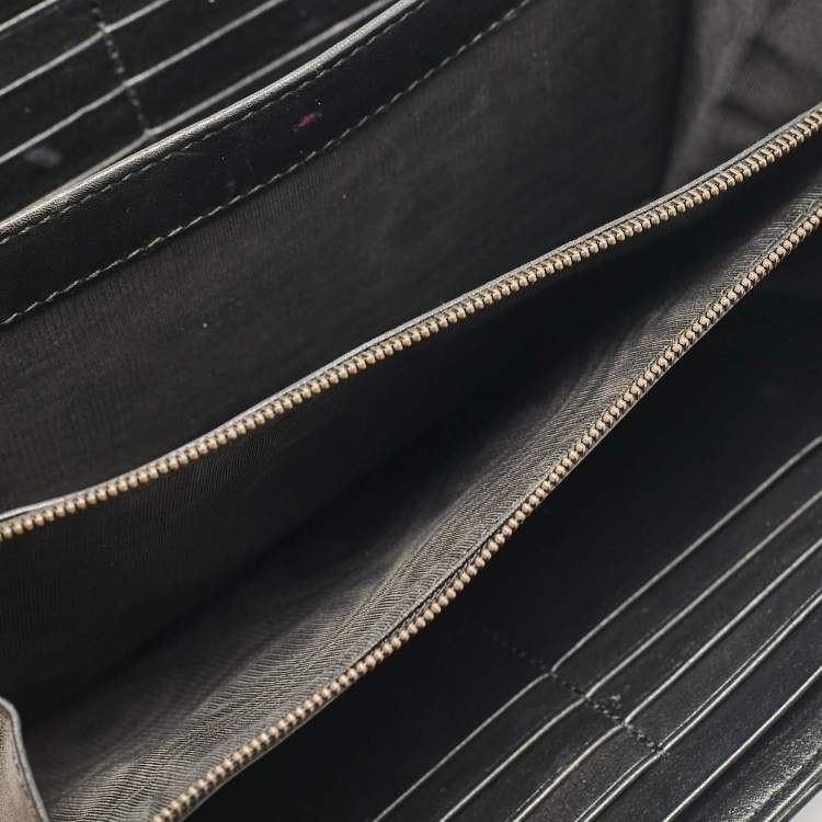 Pre Owned Gucci Black Matelassé Leather GG Marmont Wallet On Chain