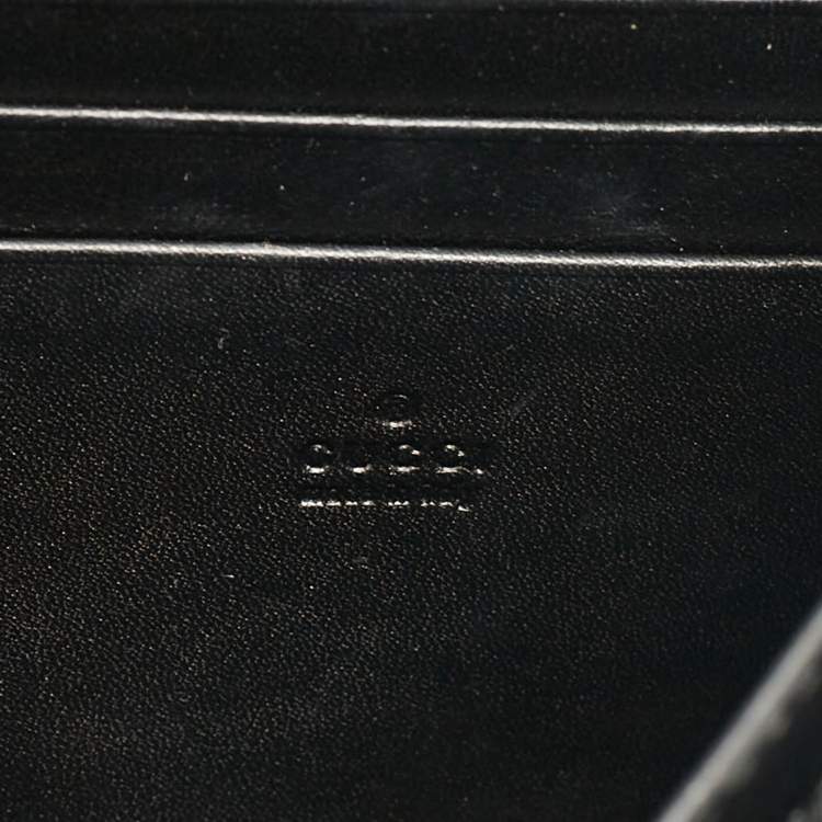 Pre Owned Gucci Black Matelassé Leather GG Marmont Wallet On Chain