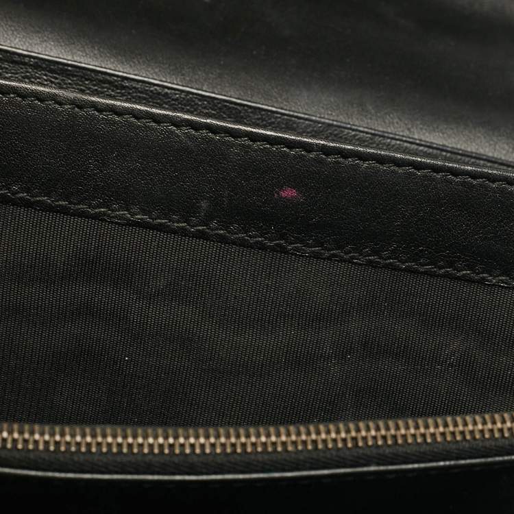 Pre Owned Gucci Black Matelassé Leather GG Marmont Wallet On Chain