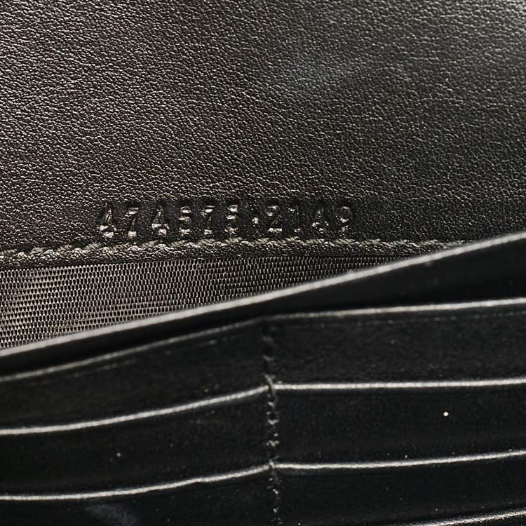 Pre Owned Gucci Black Matelassé Leather GG Marmont Wallet On Chain