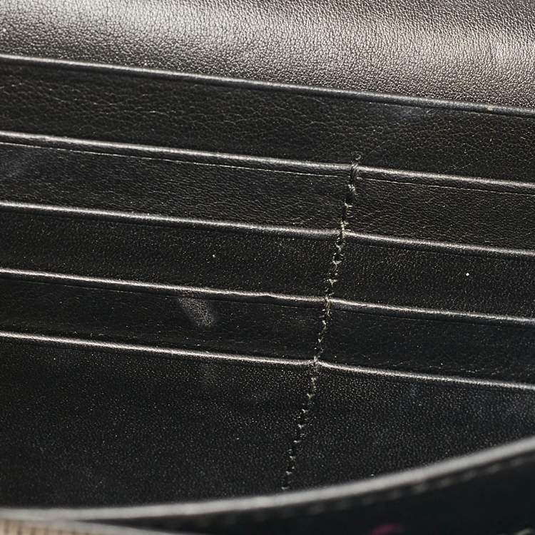 Pre Owned Gucci Black Matelassé Leather GG Marmont Wallet On Chain