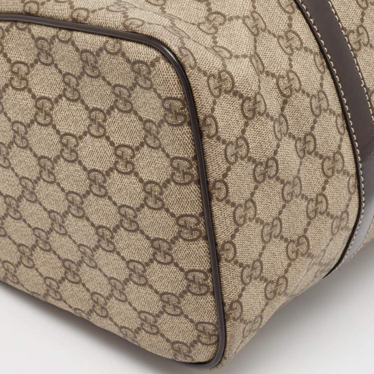 Pre Owned Gucci Dark Brown/Beige GG Supreme Canvas Medium Joy Boston Bag