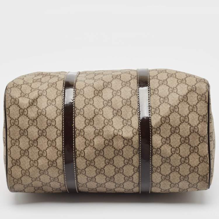 Pre Owned Gucci Dark Brown/Beige GG Supreme Canvas Medium Joy Boston Bag