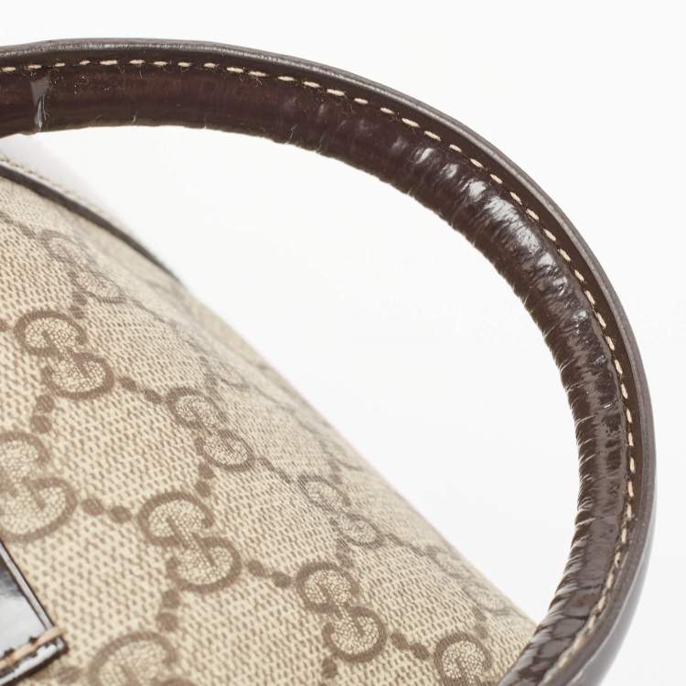 Pre Owned Gucci Dark Brown/Beige GG Supreme Canvas Medium Joy Boston Bag