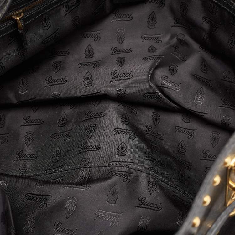 Pre Owned Gucci Black Leather Babouska Flap Satchel