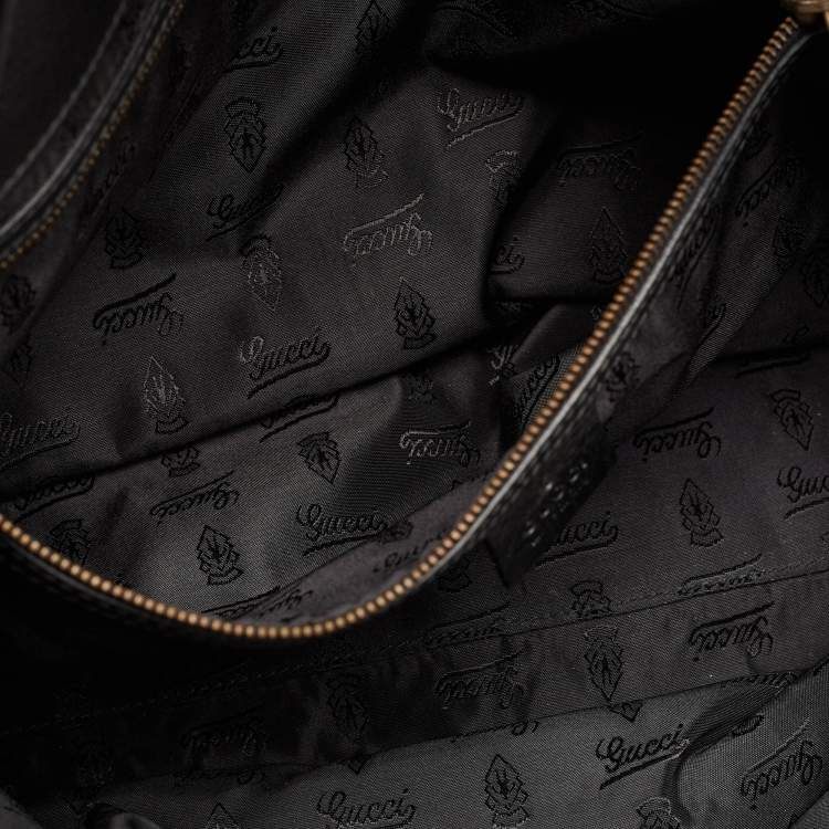 Pre Owned Gucci Black Leather Babouska Flap Satchel