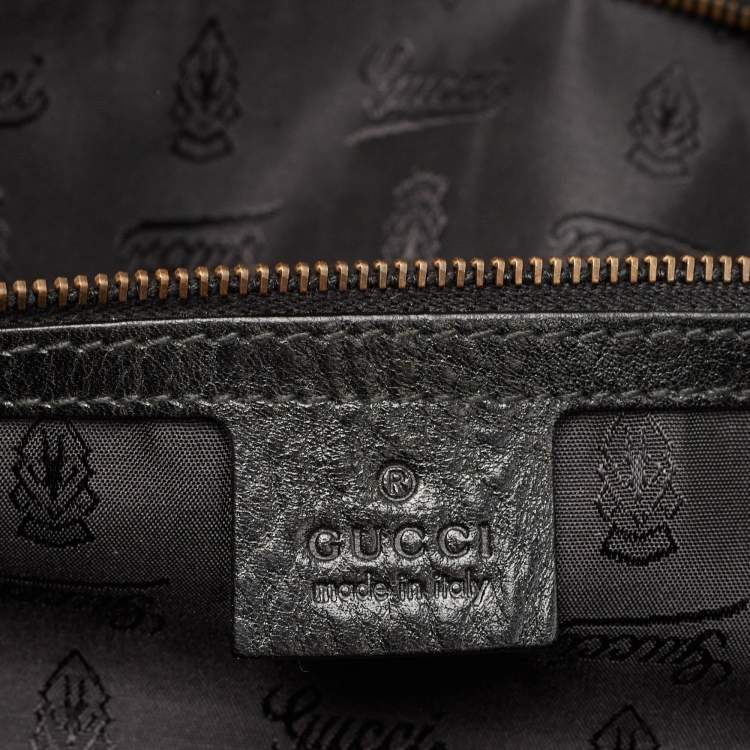 Pre Owned Gucci Black Leather Babouska Flap Satchel