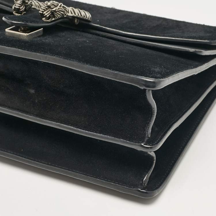 Pre Owned Gucci Black Suede and Leather Medium Dionysus Shoulder Bag