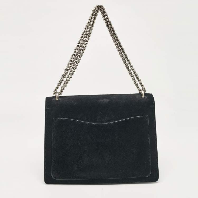 Pre Owned Gucci Black Suede and Leather Medium Dionysus Shoulder Bag