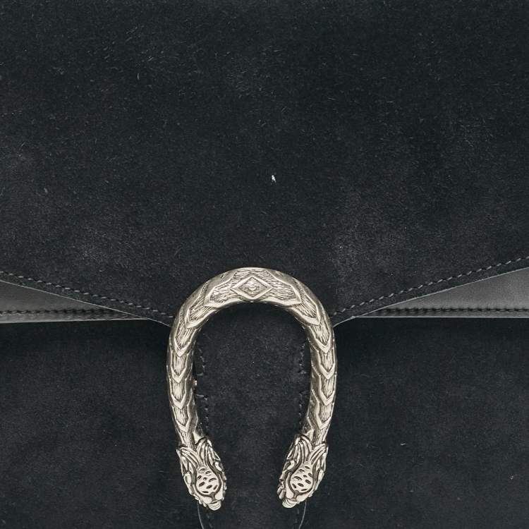 Pre Owned Gucci Black Suede and Leather Medium Dionysus Shoulder Bag