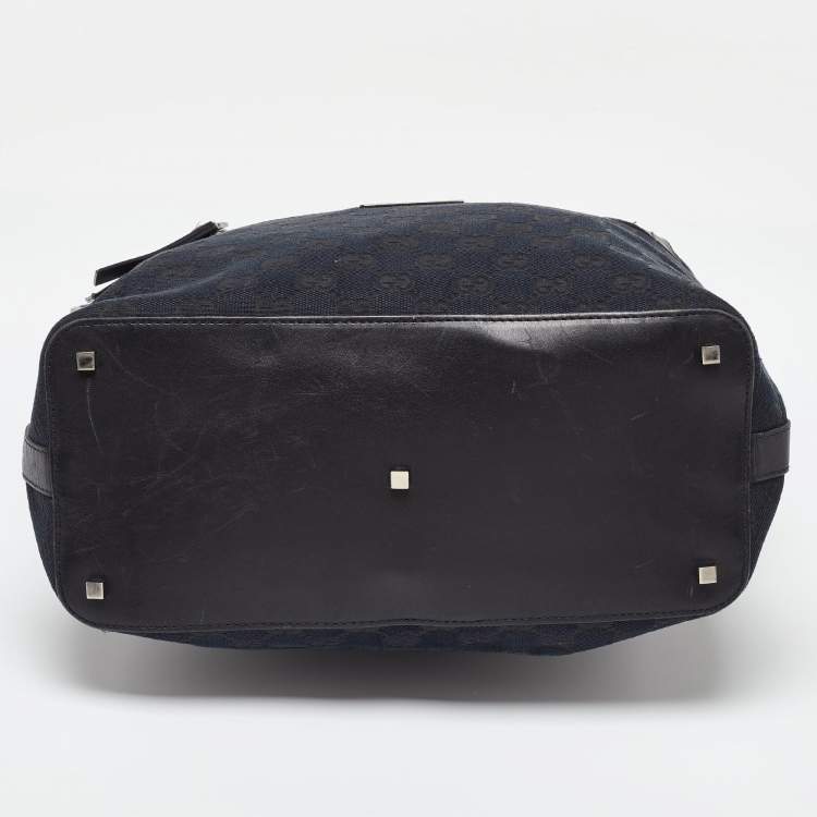 Pre Owned Gucci Black GG Canvas and Leather Hobo