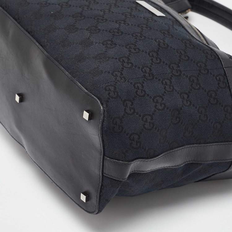 Pre Owned Gucci Black GG Canvas and Leather Hobo