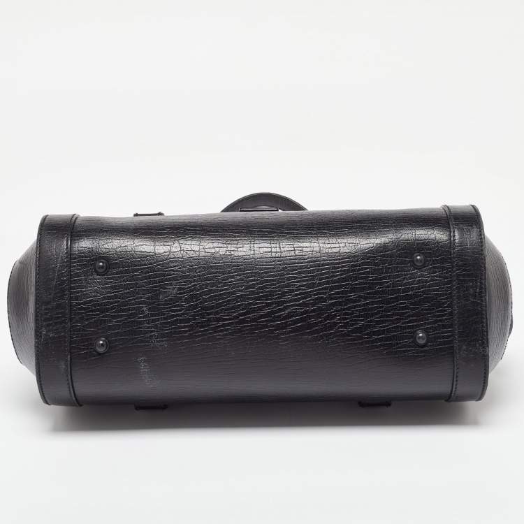 Pre Owned Gucci Black Leather Bamboo Bullet Bag