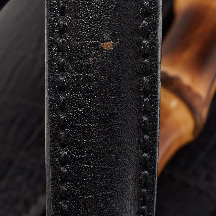 Pre Owned Gucci Black Leather Bamboo Bullet Bag