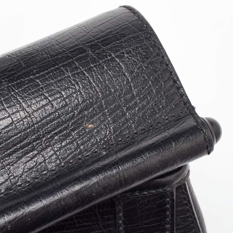 Pre Owned Gucci Black Leather Bamboo Bullet Bag
