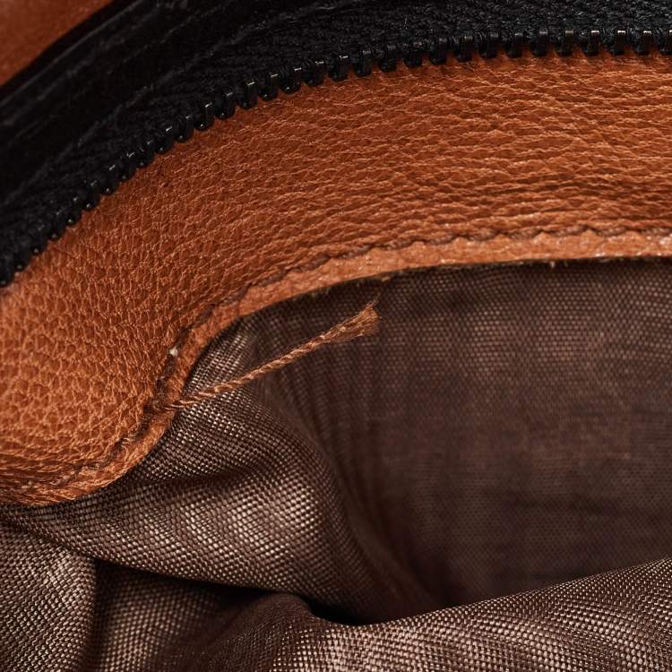 Pre Owned Gucci Black Leather Bamboo Bullet Bag