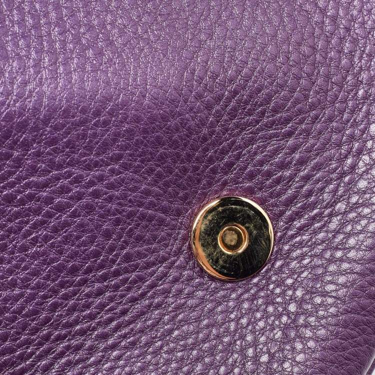 Pre Owned Gucci Purple Leather 1973 Crossbody Bag