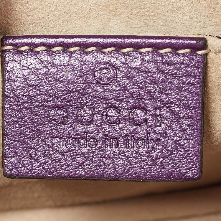 Pre Owned Gucci Purple Leather 1973 Crossbody Bag