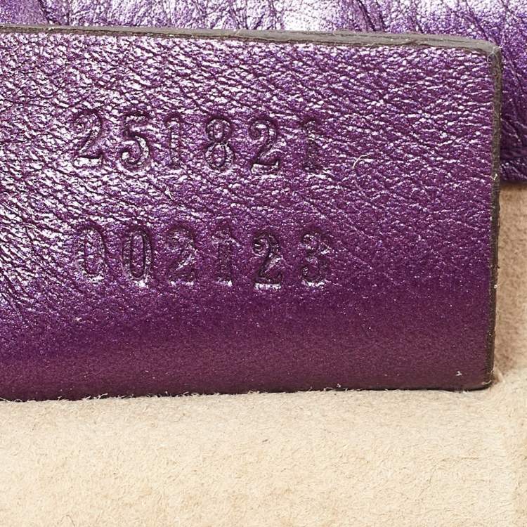 Pre Owned Gucci Purple Leather 1973 Crossbody Bag