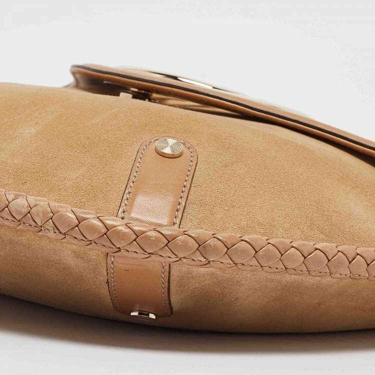 Pre Owned Gucci Tan Suede Medium Britt Tassel Hobo