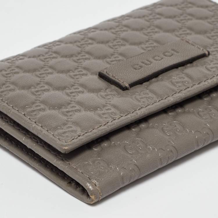 Pre Owned Gucci Grey Microguccissima Leather Card Case