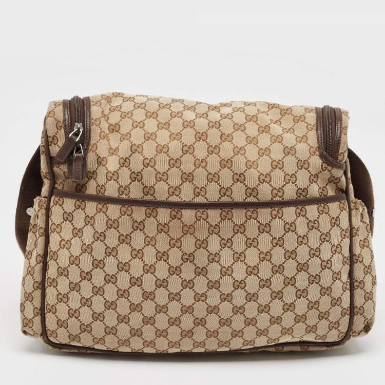 Pre Owned Gucci Beige/Ebony GG Canvas Original Baby Changing Bag