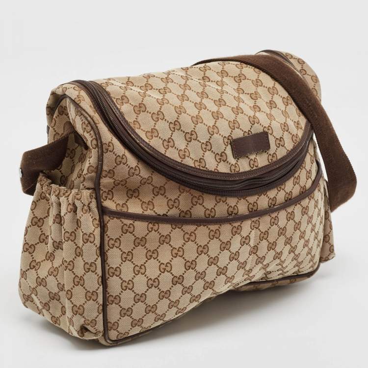 Pre Owned Gucci Beige/Ebony GG Canvas Original Baby Changing Bag