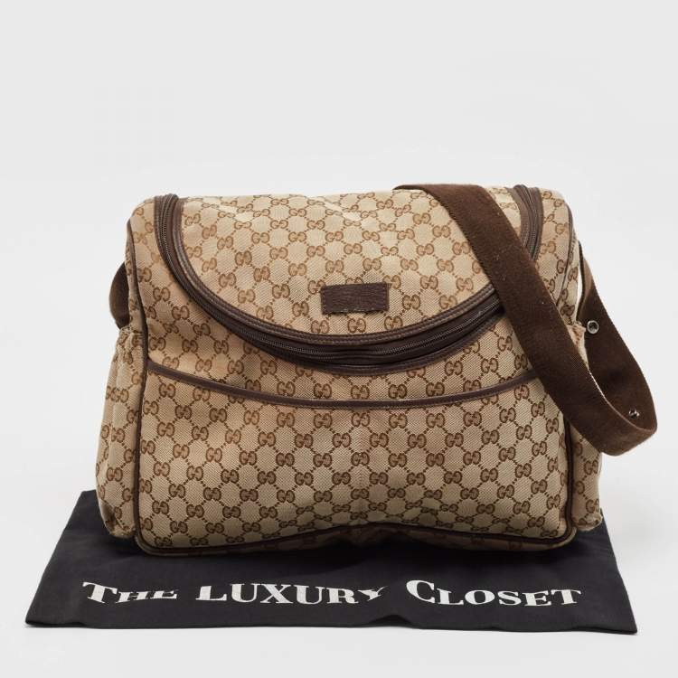 Pre Owned Gucci Beige/Ebony GG Canvas Original Baby Changing Bag