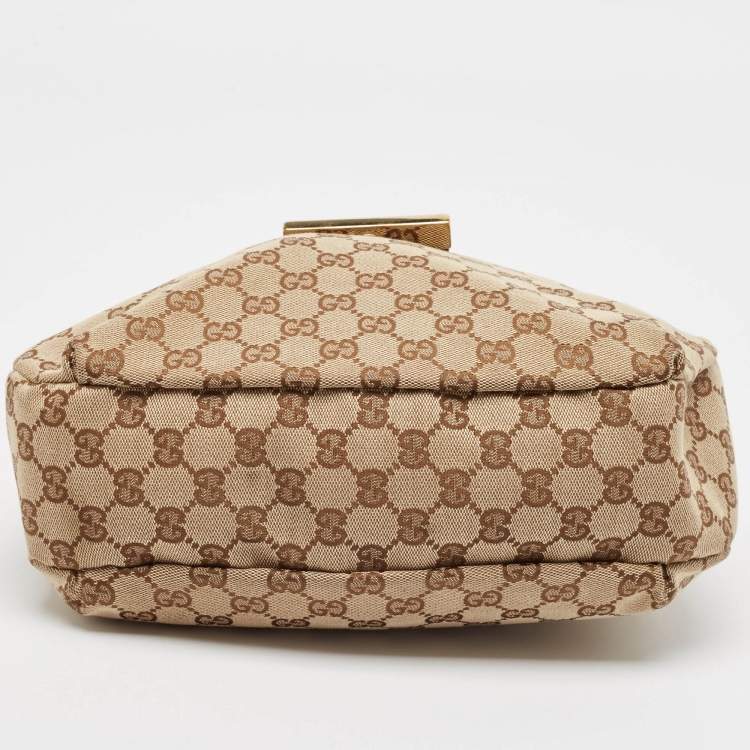 Pre Owned Gucci Brown/Beige GG Canvas and Leather Small New Ladies Web Hobo