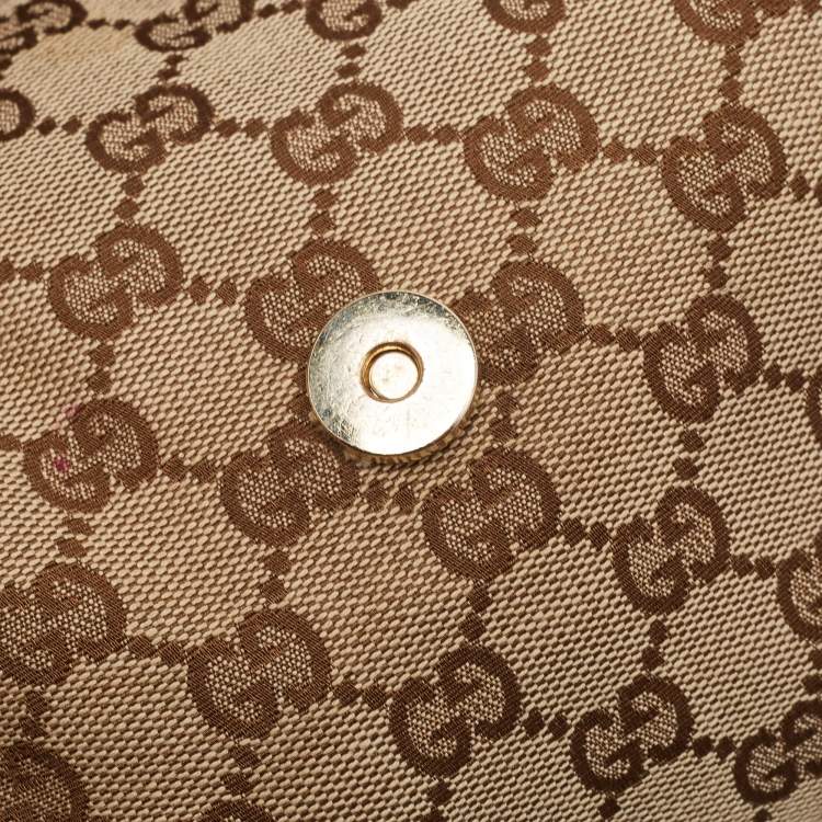 Pre Owned Gucci Brown/Beige GG Canvas and Leather Small New Ladies Web Hobo