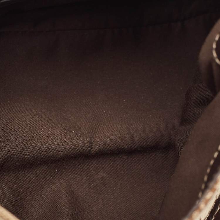 Pre Owned Gucci Brown/Beige GG Canvas and Leather Small New Ladies Web Hobo