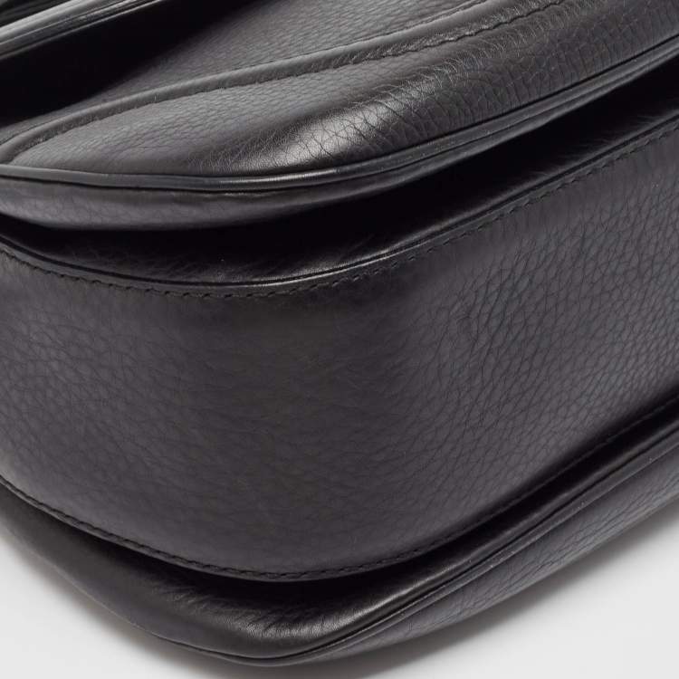 Pre Owned Gucci Black Leather Large New Bamboo Tassel Top Handle Bag
