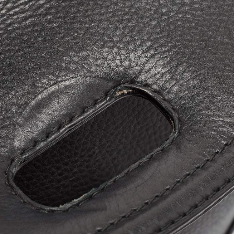 Pre Owned Gucci Black Leather Large New Bamboo Tassel Top Handle Bag