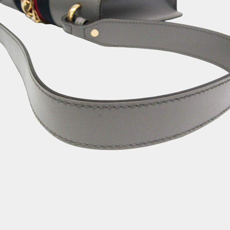 Pre Owned Gucci Grey Leather Small Sylvie Shoulder Bag