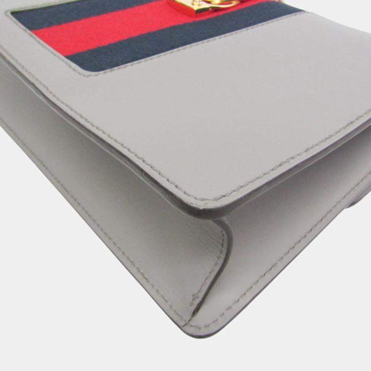 Pre Owned Gucci Grey Leather Small Sylvie Shoulder Bag