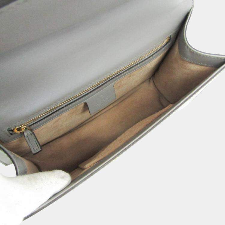 Pre Owned Gucci Grey Leather Small Sylvie Shoulder Bag