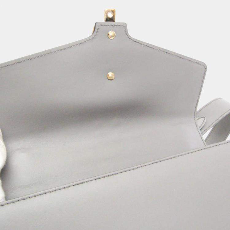 Pre Owned Gucci Grey Leather Small Sylvie Shoulder Bag
