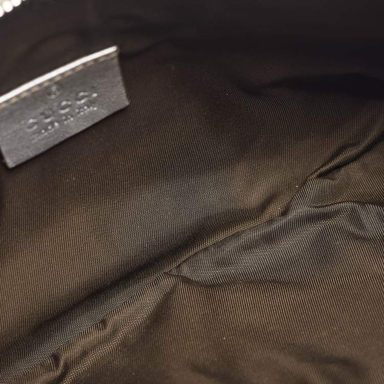 Pre Owned Gucci Silver Guccissima Leather Interlocking G Wristlet Pouch