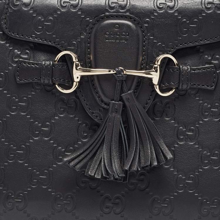 Pre Owned Gucci Black Guccissima Leather Small Emily Chain Shoulder Bag