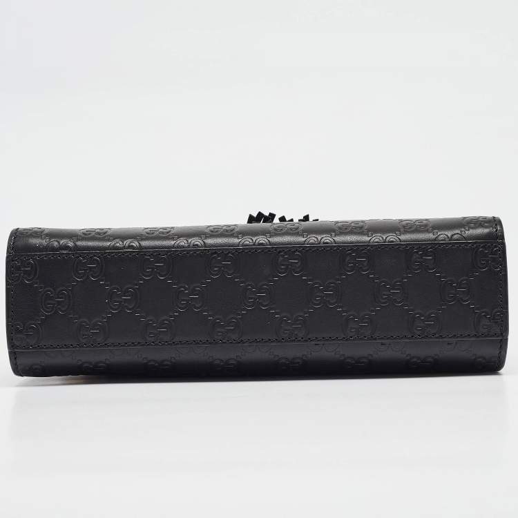 Pre Owned Gucci Black Guccissima Leather Small Emily Chain Shoulder Bag