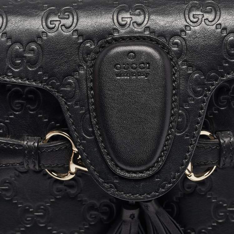Pre Owned Gucci Black Guccissima Leather Small Emily Chain Shoulder Bag