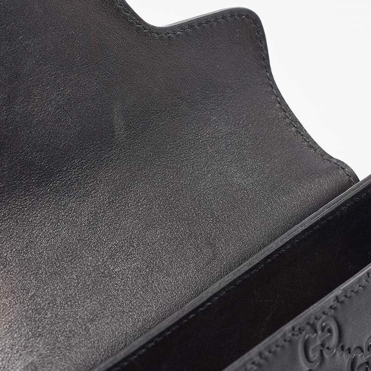 Pre Owned Gucci Black Guccissima Leather Small Emily Chain Shoulder Bag