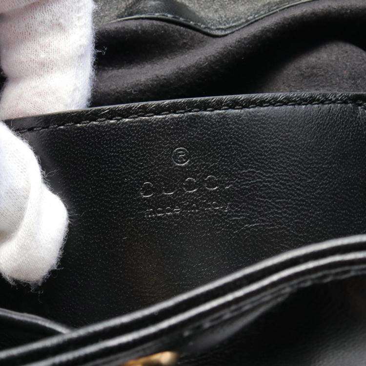 Pre Owned Gucci Black Leather GG Marmont Backpack