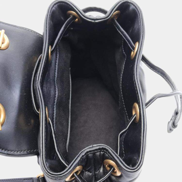 Pre Owned Gucci Black Leather GG Marmont Backpack