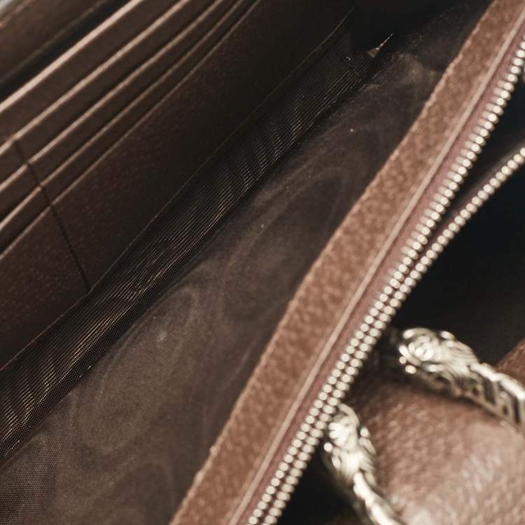 Pre Owned Gucci Brown/Beige Jumbo GG Canvas Dionysus Wallet On Chain